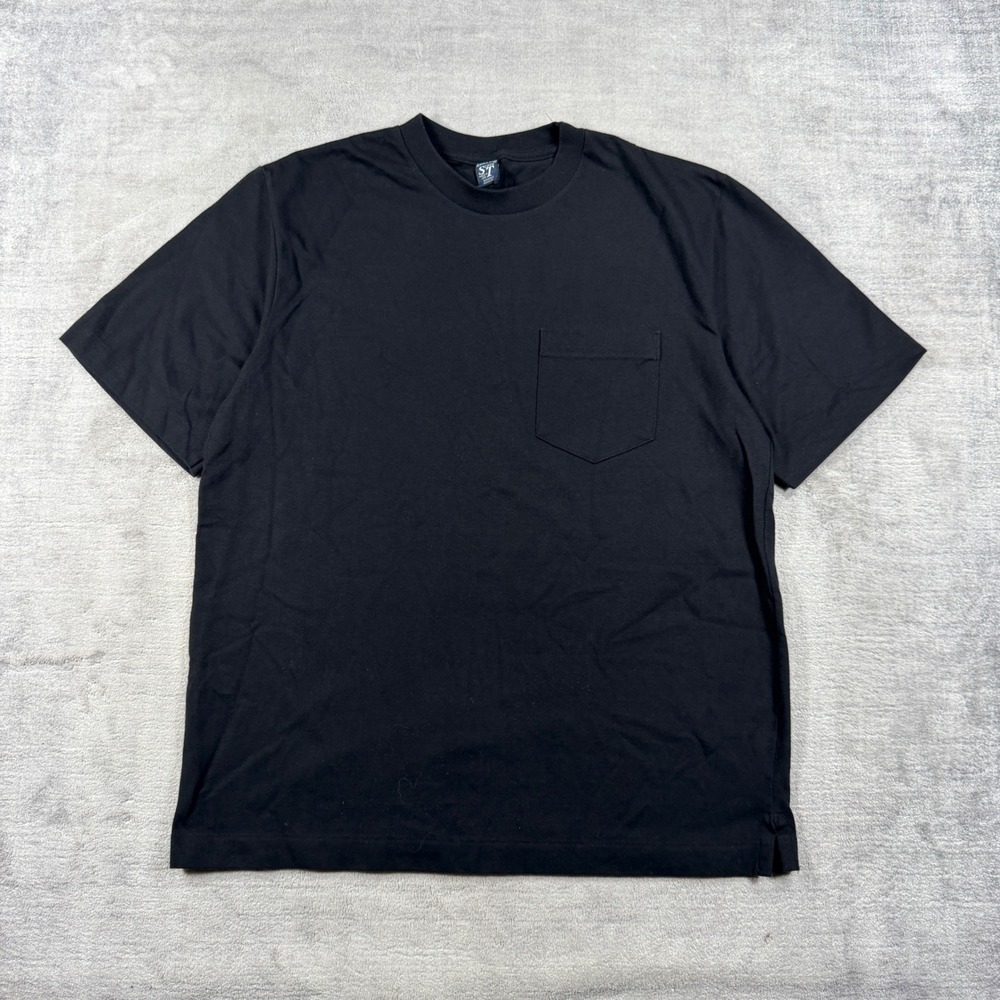 Lands End Shirt Womens Medium Black Super T Pocket Cotton Single Stitch Basic